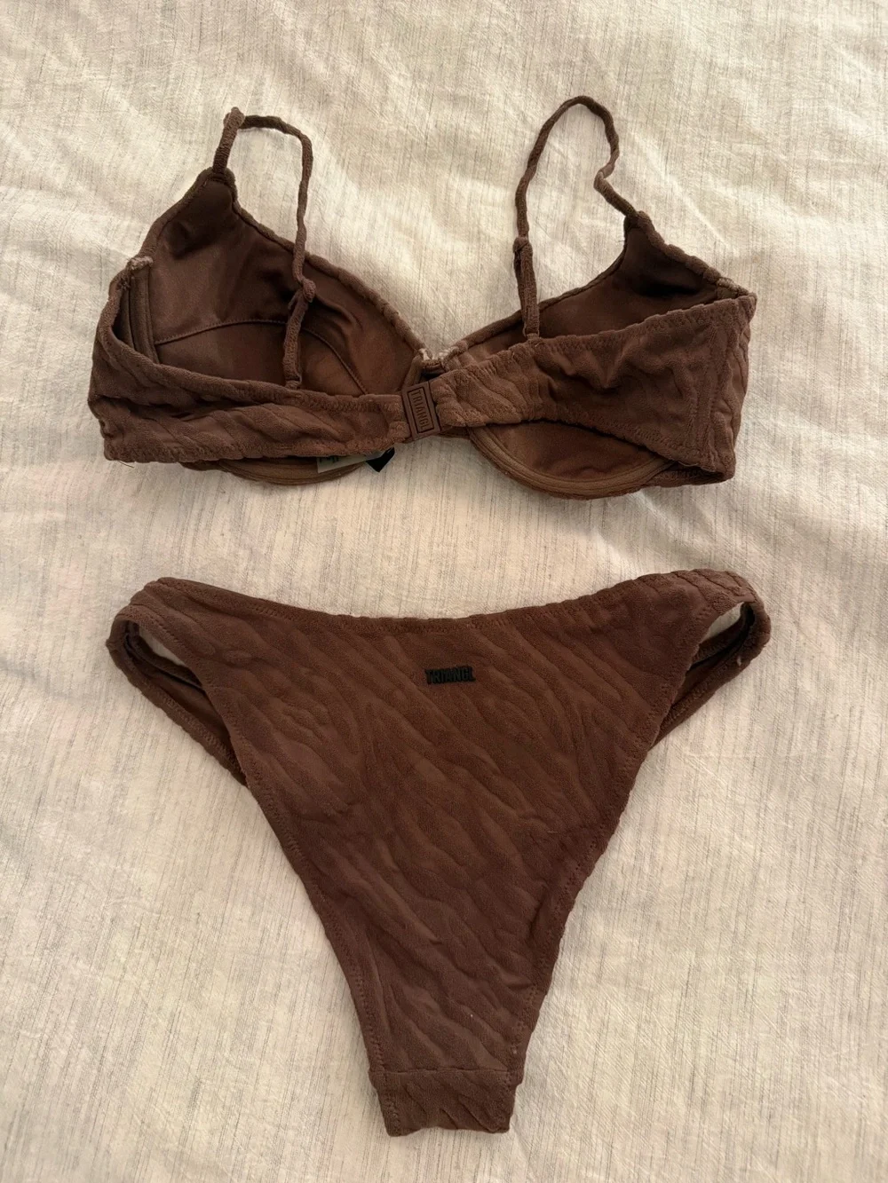 TRIANGL Brown Textured Bikini Set Medium
